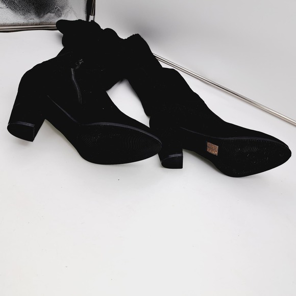 Dream Pairs Black above knee faux suede Lace Tie Back Zip Boots 8 - Picture 3 of 16